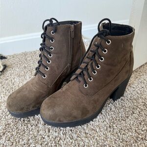 Brown Lace-Up Ankle Boots
